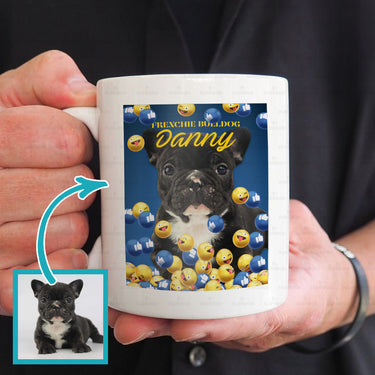 Personalized Gift - Funny Icon Reaction Social Media Portrait Puppy For Puppy Lovers - White Mug